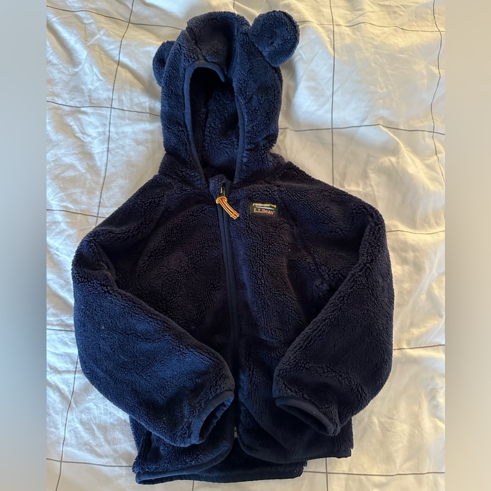 L.L. Bean Soft Fleece Blue Bear Coat (12-18M)